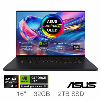 ASUS ProArt H7606WR 16" 4K OLED Laptop Ryzen AI 9 32GB 2TB RTX 5070 Ti Black