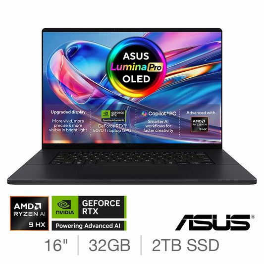 ASUS ProArt H7606WR 16" 4K OLED Laptop Ryzen AI 9 32GB 2TB RTX 5070 Ti Black