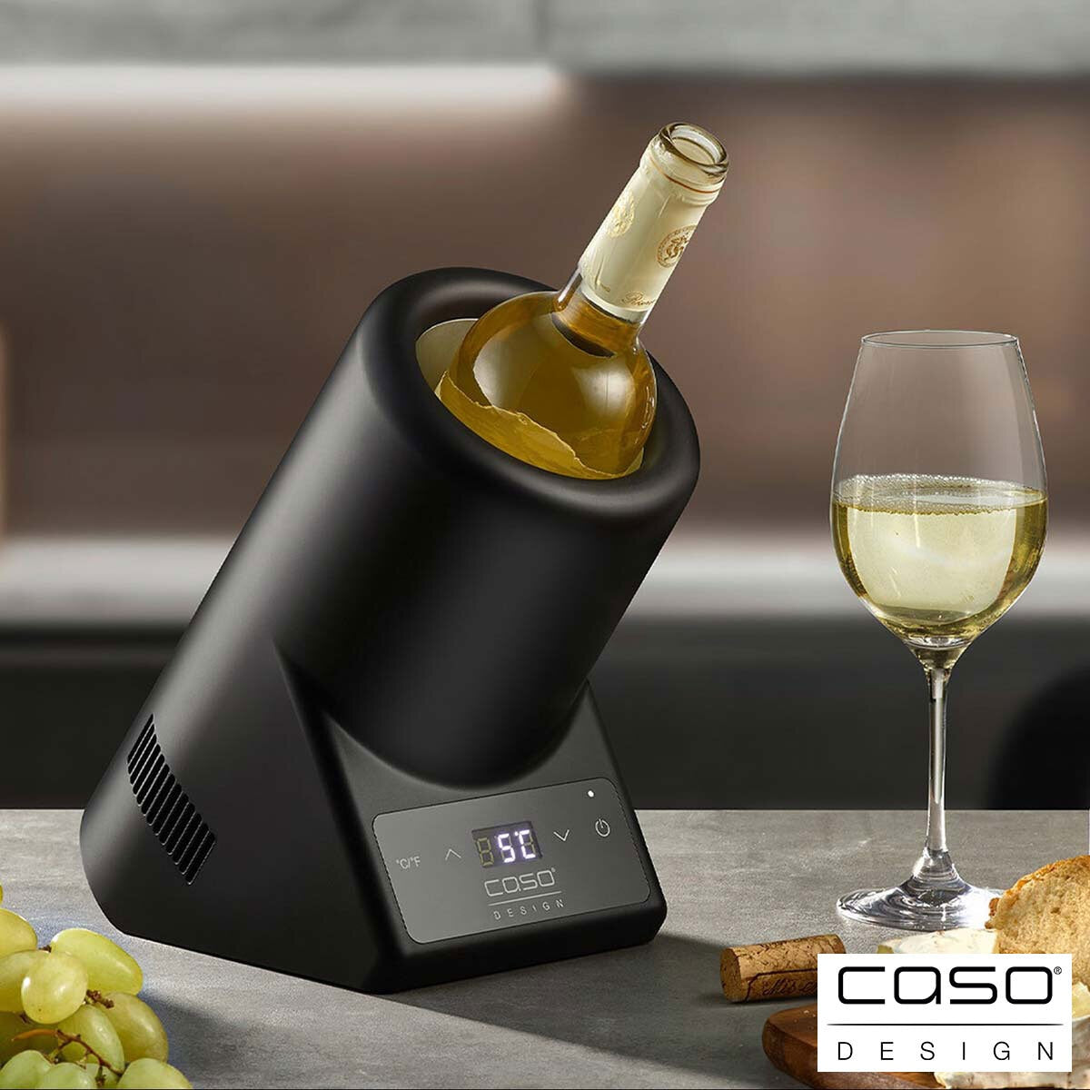 CASO Tabletop Single Bottle Wine Cooler Chiller Black Compact Touch Control