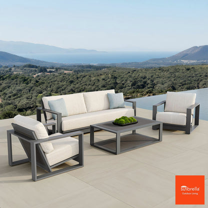 Foremost Milan Deep Seating Garden Patio Set Aluminium Wicker Cream Cover 4PCS