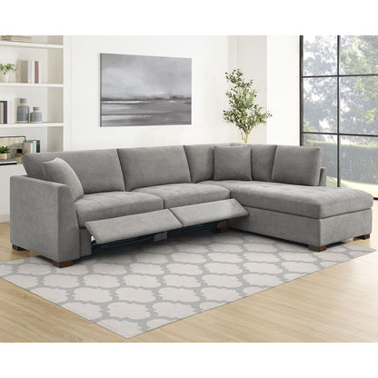 Thomasville Miles Grey Fabric Corner Sofa Power Footrests Right Hand Facing RHF