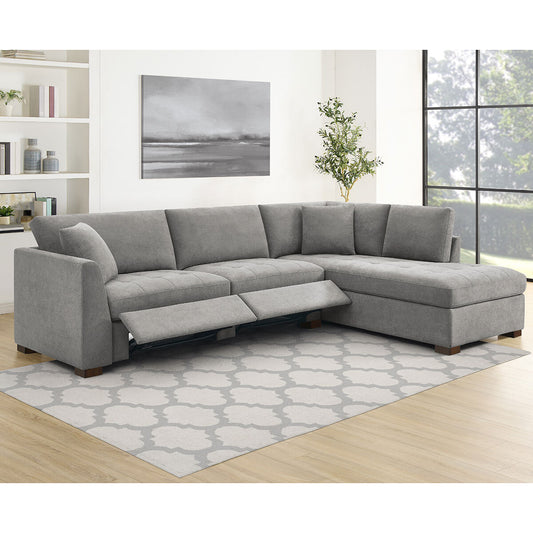 Thomasville Miles Grey Fabric Corner Sofa Power Footrests Right Hand Facing RHF