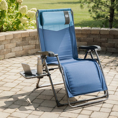 Timber Ridge Zero Gravity Lounger Chair Folding Side Table Blue Aluminium
