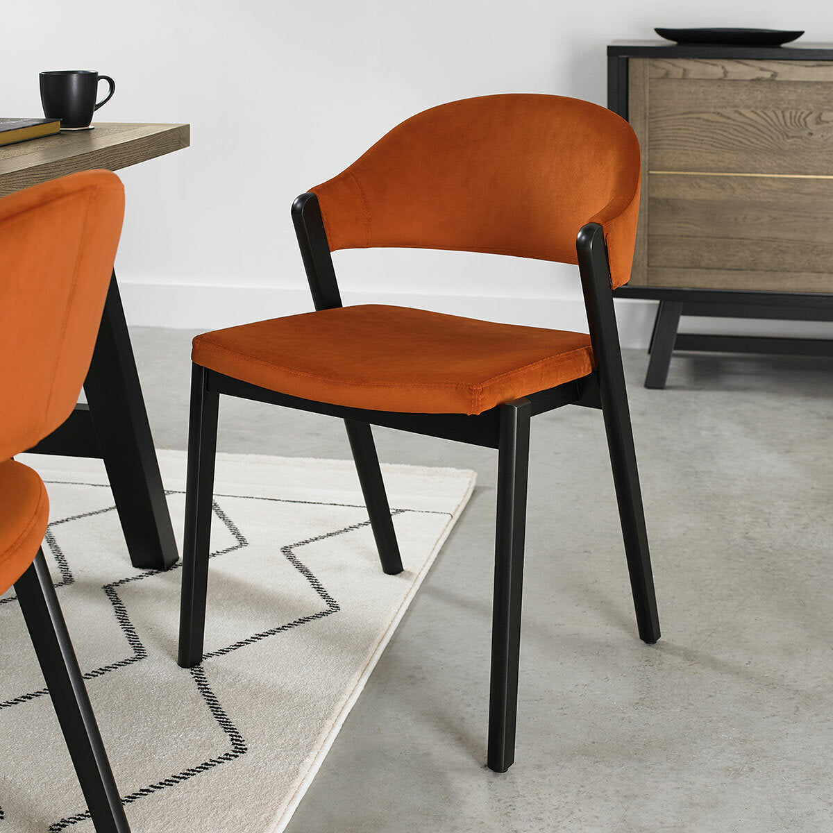 Bentley Designs Camden Rust Velvet Dining Chair Upholstered Beech 2 Pack