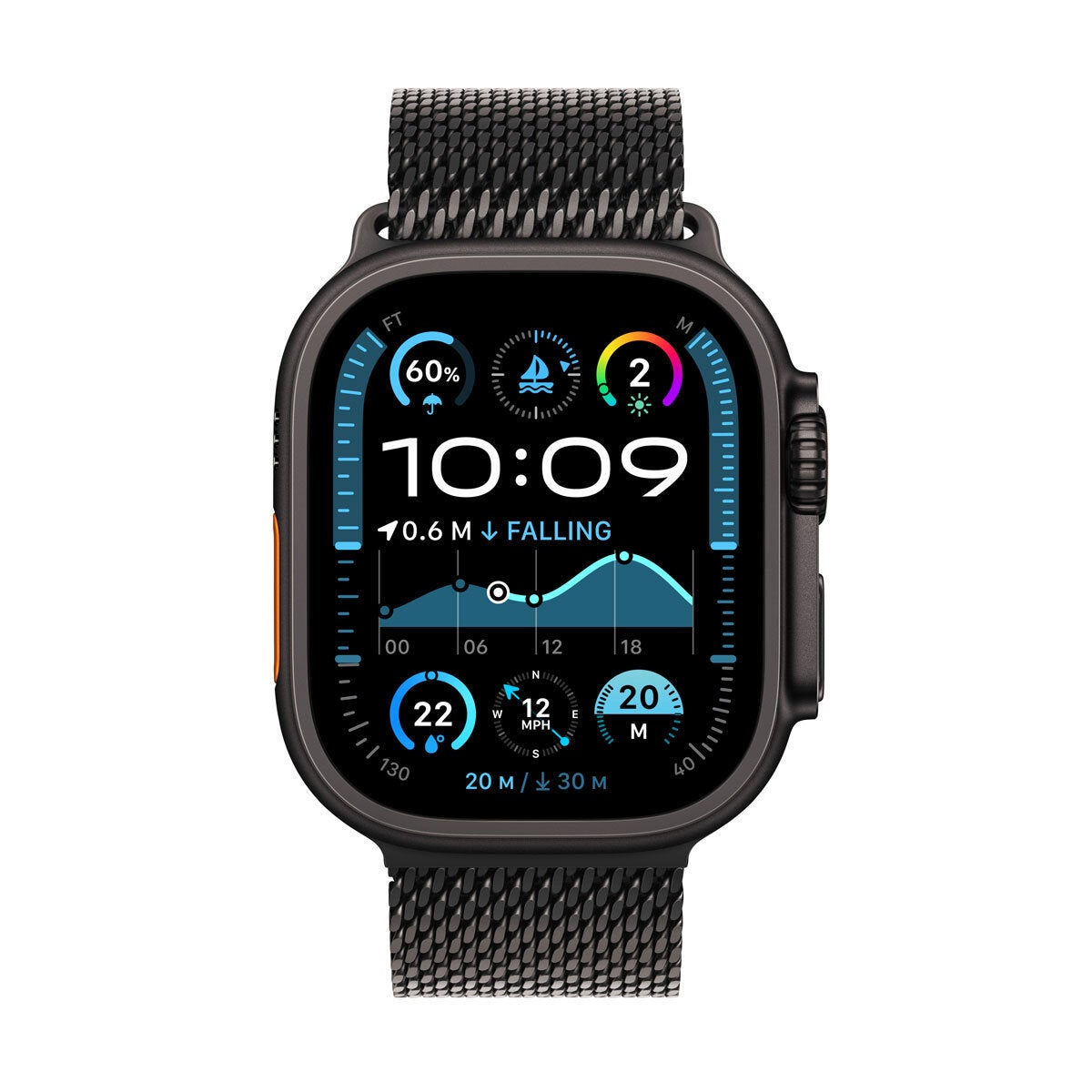 Apple Watch Ultra 2 49mm Black Titanium Milanese Small GPS Cellular Smartwatch