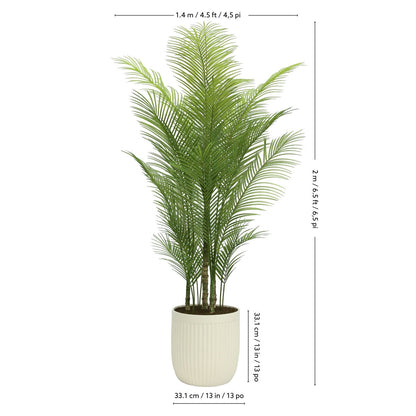 CGH Artificial Palm Tree 6.5FT Faux Plant Green Ribbed Planter Indoor 200cm