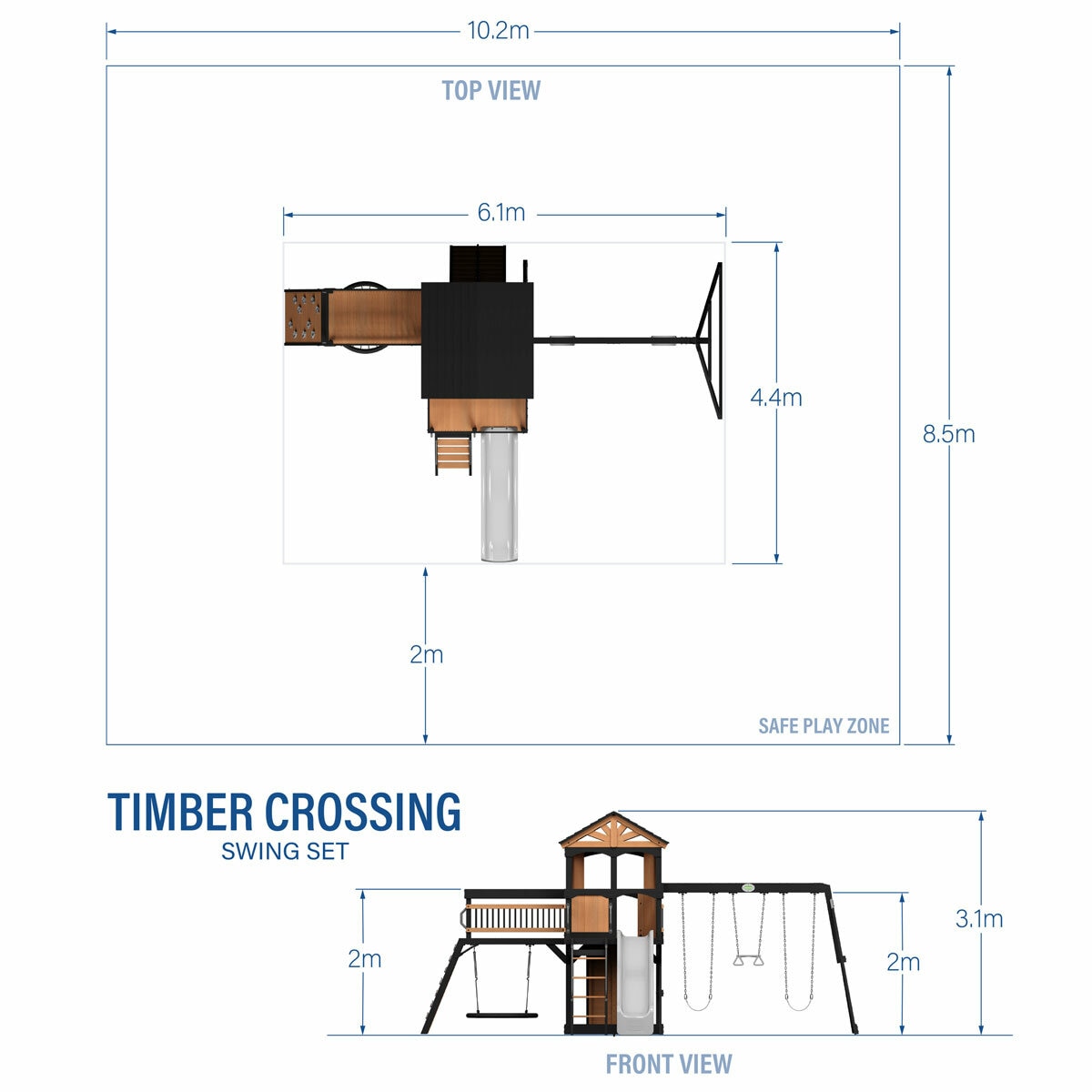 Backyard Discovery Timber Crossing Wooden Playcentre and Swing Set FSC Wood