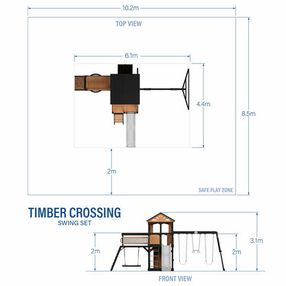 Backyard Discovery Timber Crossing Wooden Playcentre and Swing Set FSC Wood