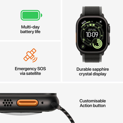 Apple Watch Ultra 3 GPS Cellular 49mm Titanium Black Charcoal Trail Loop M/L