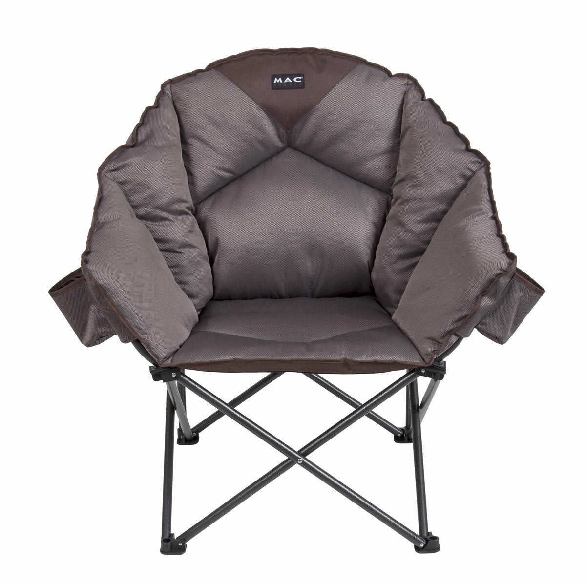 Mac Sports Extra Padded Club Camping Chair Brown Steel Frame 227kg Capacity