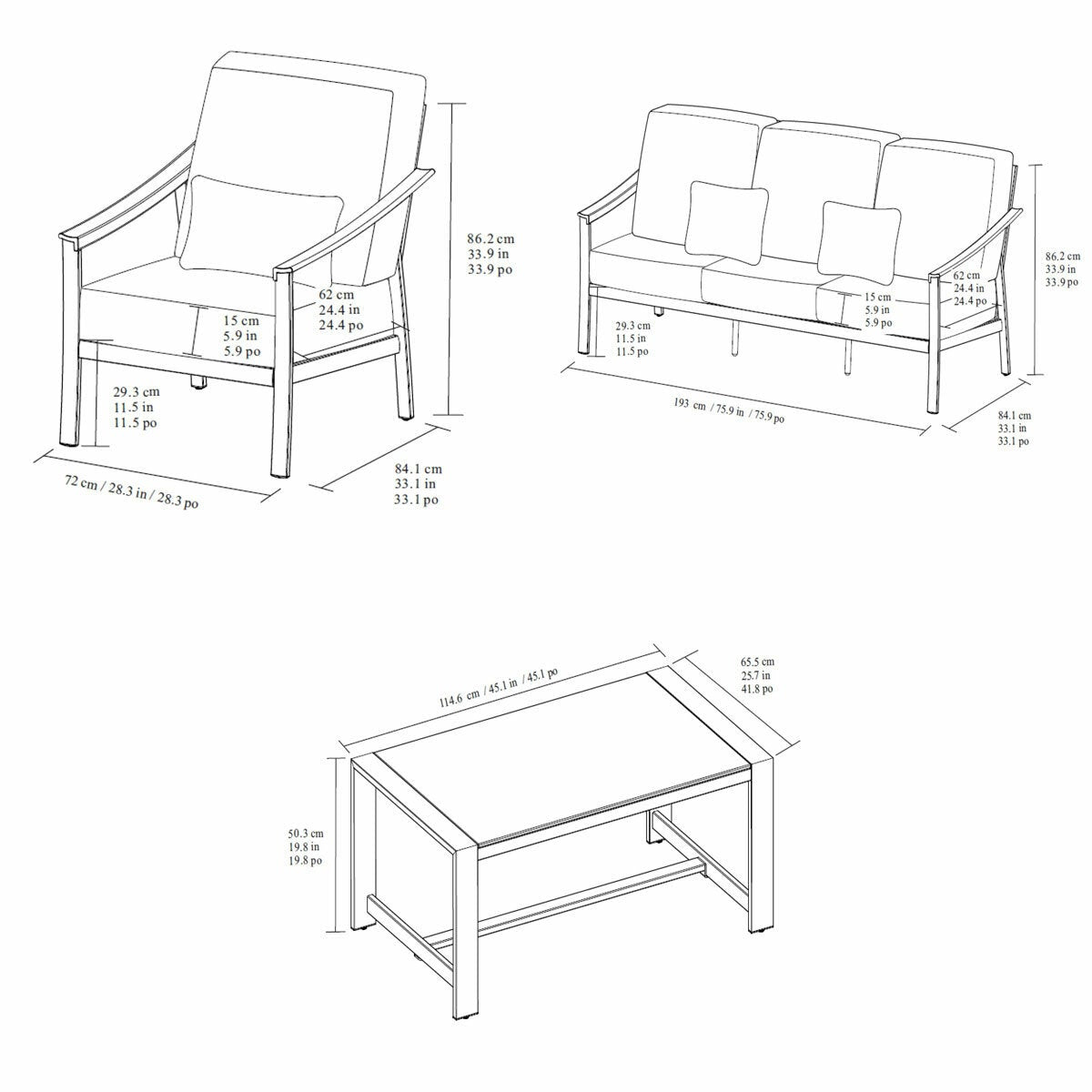 Agio Stinsley 4pc Deep Seating Set Aluminium Sunbrella Garden Sofa Cream
