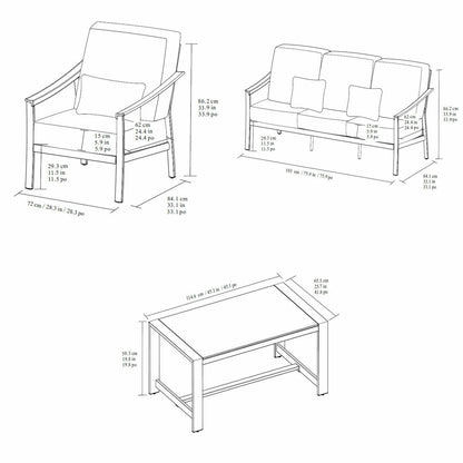 Agio Stinsley 4pc Deep Seating Set Aluminium Sunbrella Garden Sofa Cream