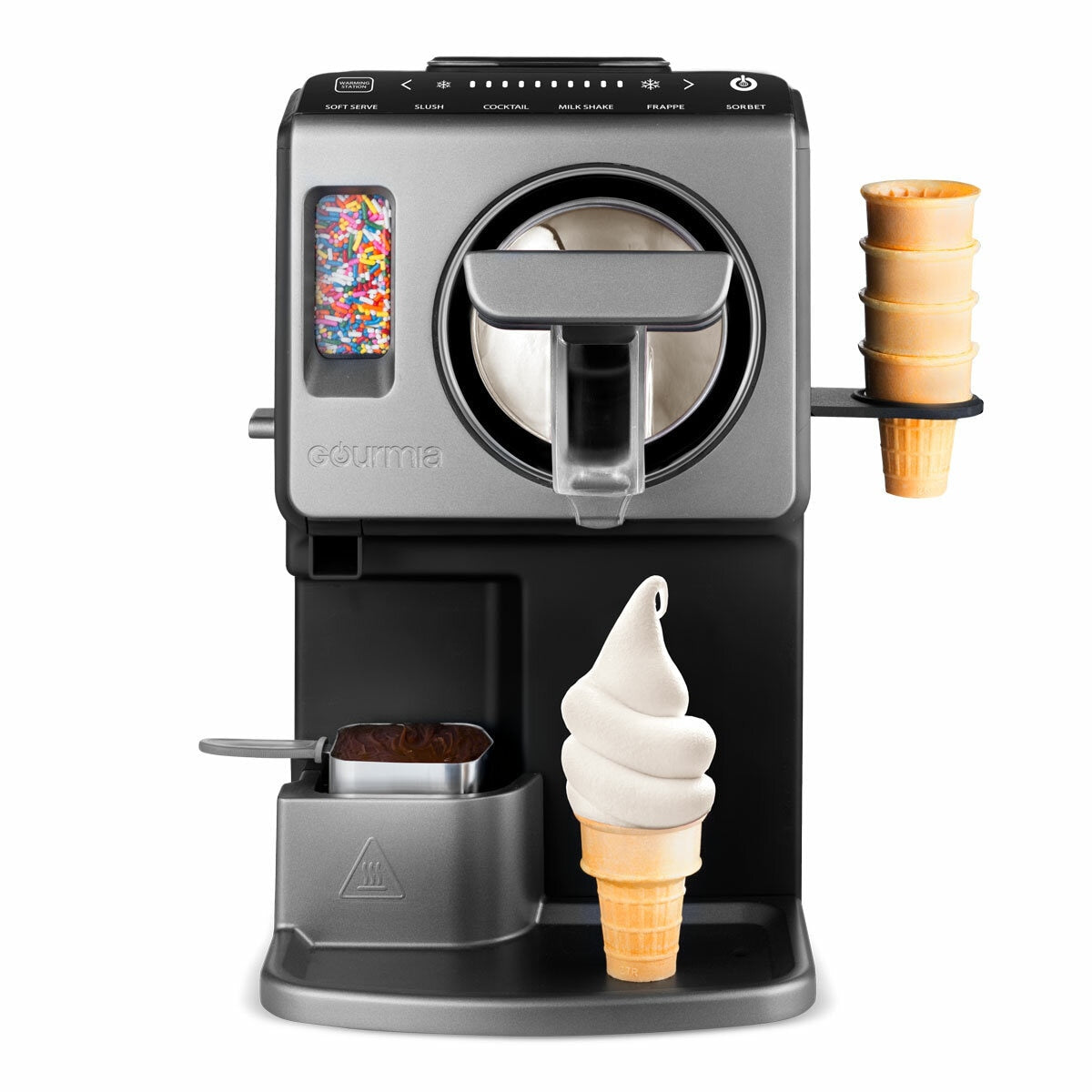 Gourmia GSI1020 Soft Serve Ice Cream Frozen Drink Maker Machine Silver Black