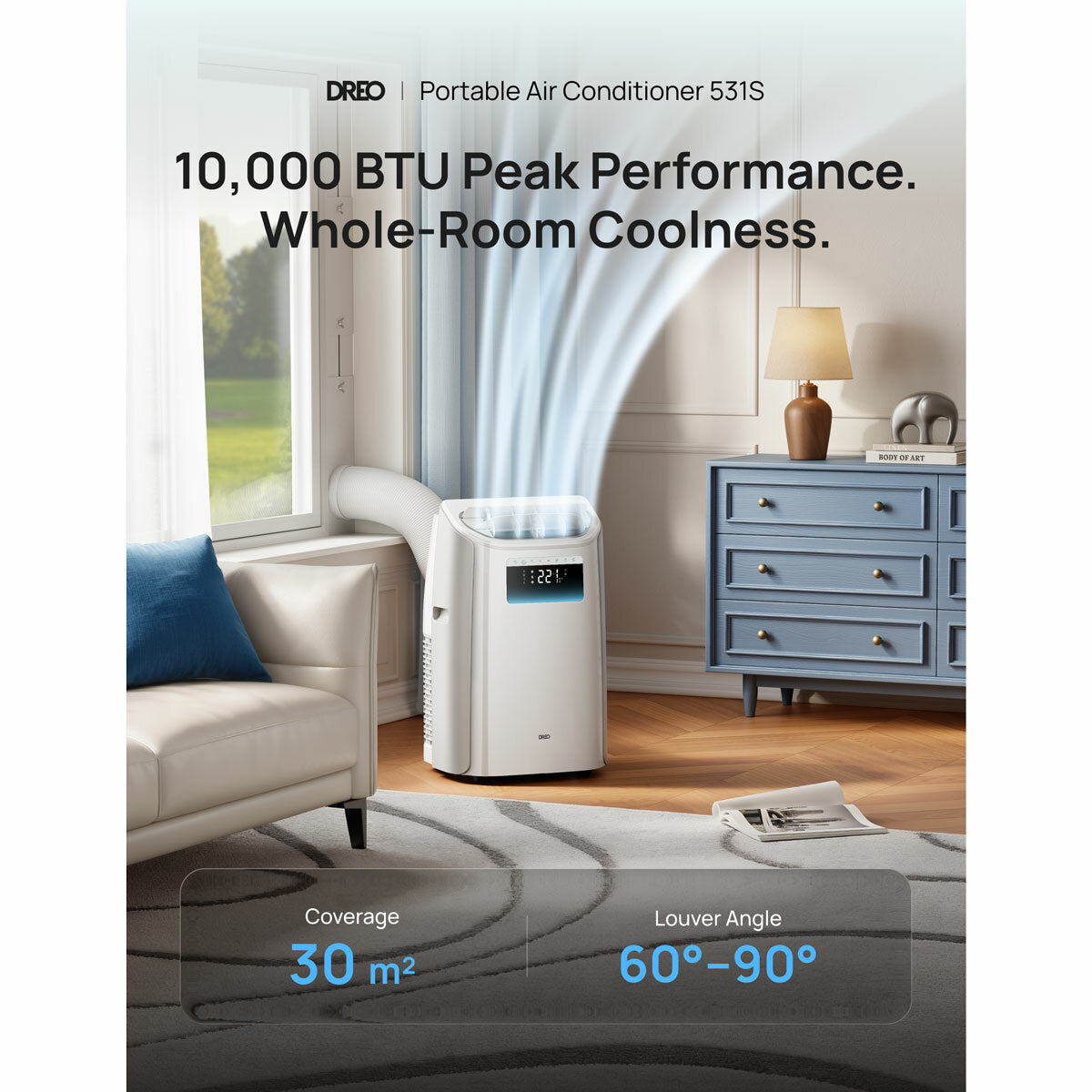 Dreo DR-HAC011S Smart Portable Air Conditioner 3-in-1 Cool Fan Dry White