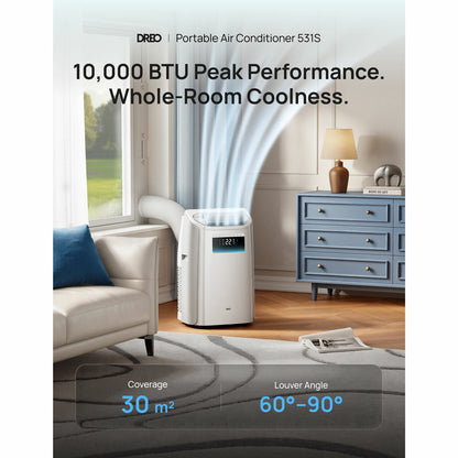 Dreo DR-HAC011S Smart Portable Air Conditioner 3-in-1 Cool Fan Dry White
