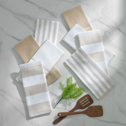Caro Home Blue Kitchen Towels 8 Pack 100% Cotton 350GSM 45x71cm Tea Towel Set