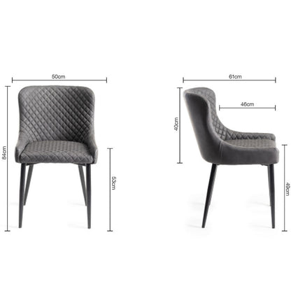 Bentley Designs Finch Grey Faux Leather Diamond Stitch Dining Chairs 2 Pack