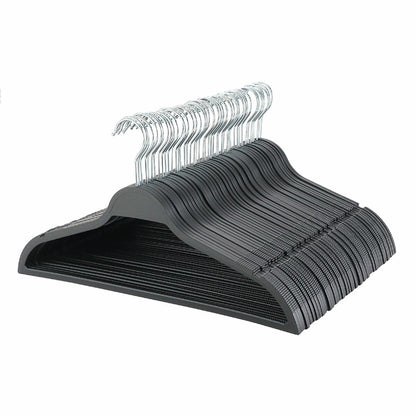 Standby Rubber Non-Slip Slim Clothes Hangers Black Wardrobe Space Saving 50 Pack