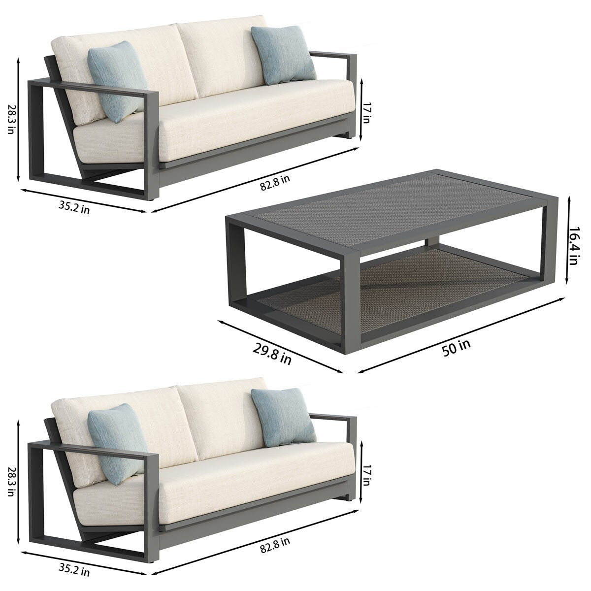 Foremost Milan Deep Seating Garden Patio Set Aluminium Wicker Cream Cover 4PCS