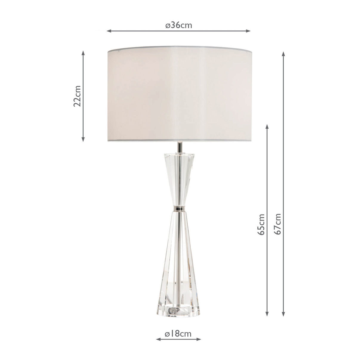 Dar Risha Crystal Glass Table Lamp Ivory Faux Silk Shade Polished Nickel 67cm