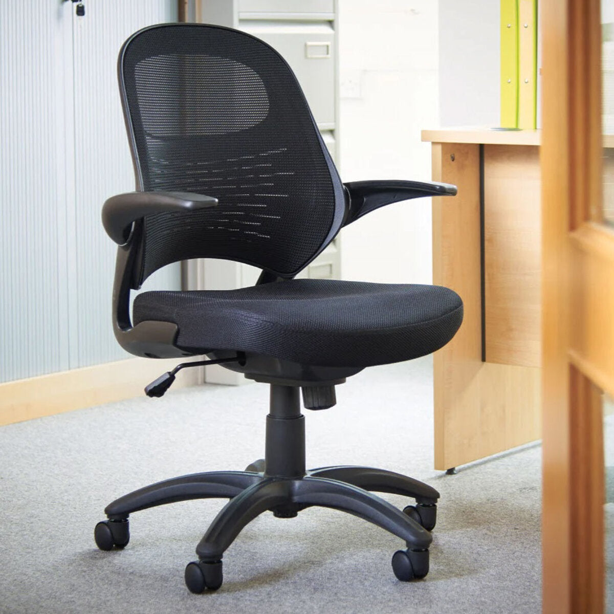 Dams Orion Black Mesh Office Chair Operator Breathable Back Gas Lift Tilt