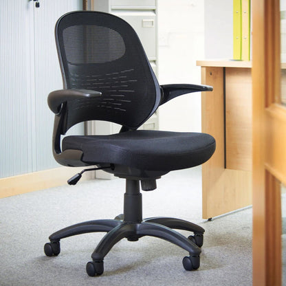 Dams Orion Black Mesh Office Chair Operator Breathable Back Gas Lift Tilt