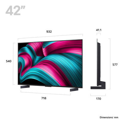 LG OLED42C55LA 42 Inch 4K OLED Smart TV 120Hz Dolby Vision HDR10 Black webOS