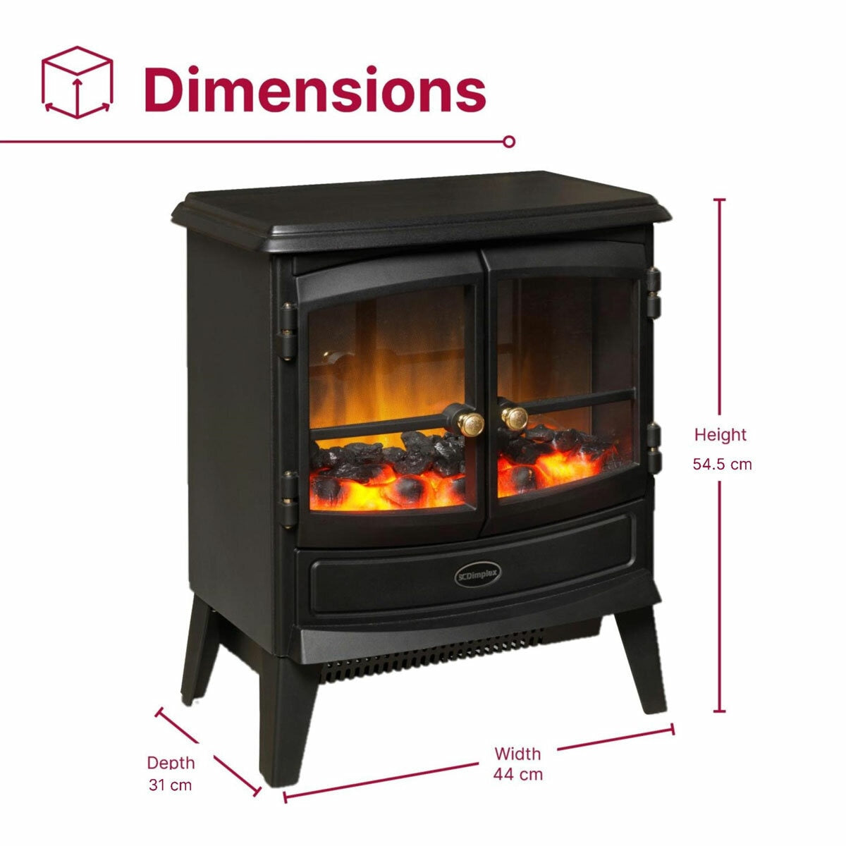 Dimplex Springborne Optiflame Electric Freestanding Stove 2kW Black Remote