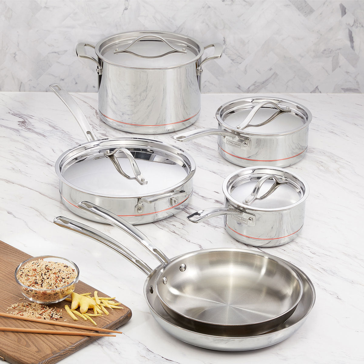 Kirkland Signature Stainless Steel 10 Piece Cookware Set Induction Oven Safe