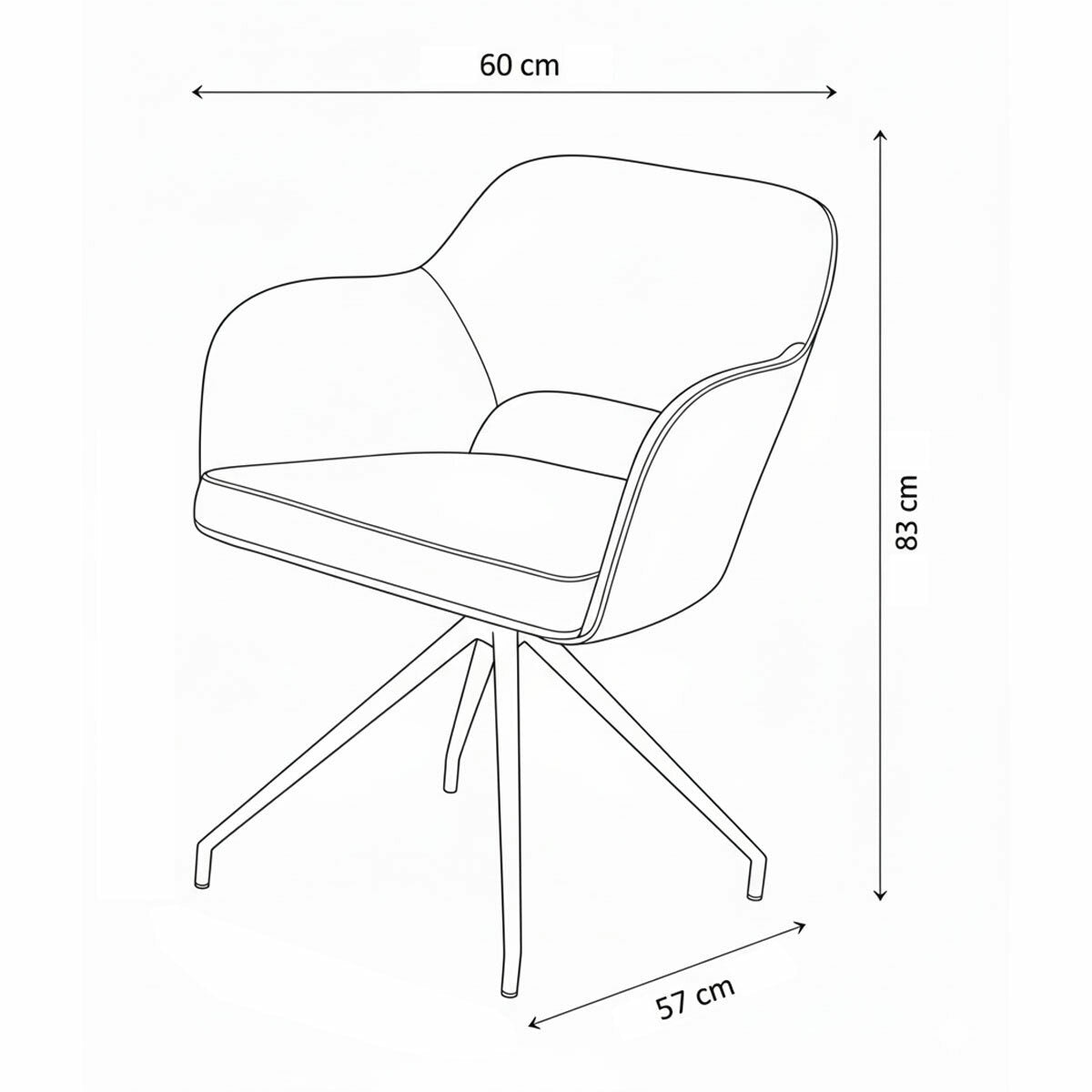 Akante Chicago Grey Swivel Dining Chair Fabric PU Kitchen Set of 2 83cm