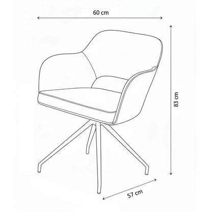 Akante Chicago Grey Swivel Dining Chair Fabric PU Kitchen Set of 2 83cm
