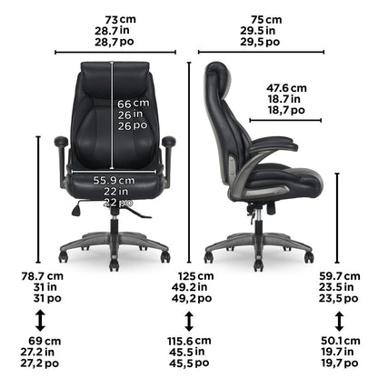La-Z-Boy Air Lumbar Ergonomic Manager Office Chair PU Flip Arms Black Desk