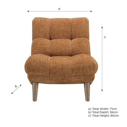 Winslow Fabric Accent Armchair Brown Living Room Foam Seat