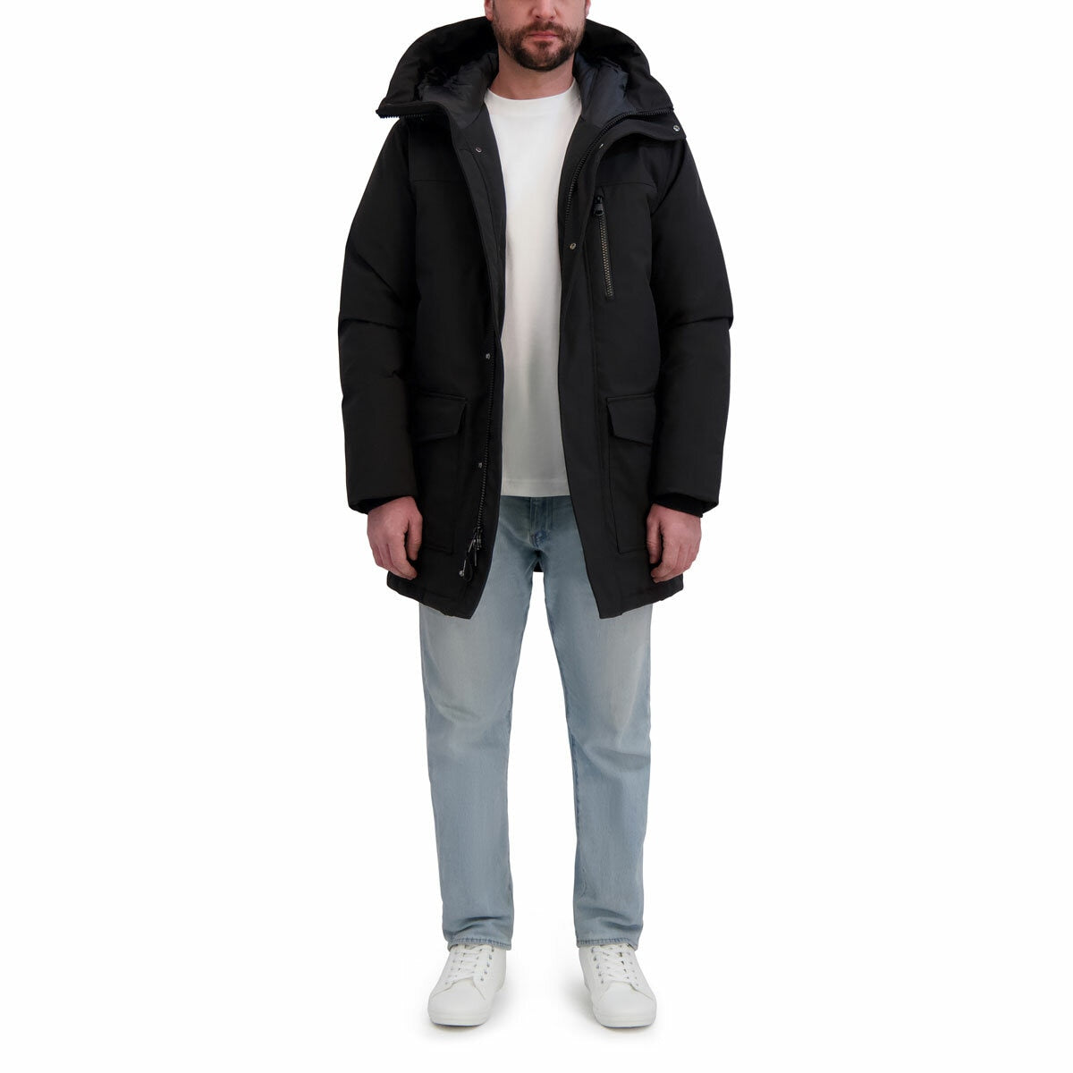 DKNY Men's Down Parka Jacket Padded Winter Coat Navy Blue Black Various Sizes