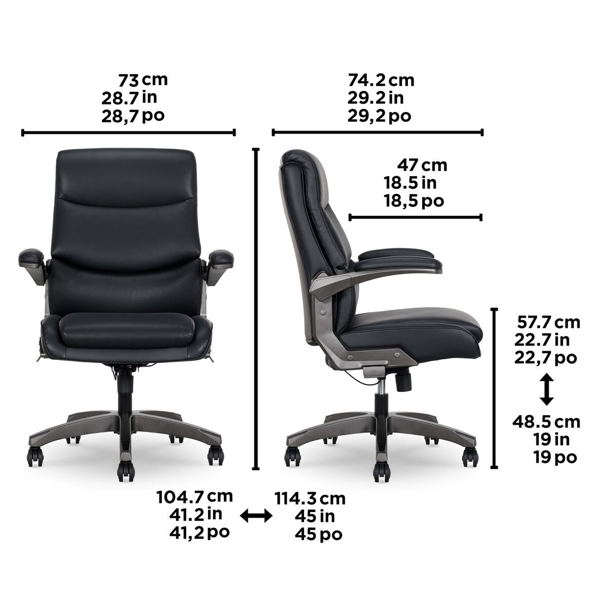 La-Z-Boy Manager Office Chair Black PU Leather Flip Arms Adjustable Height