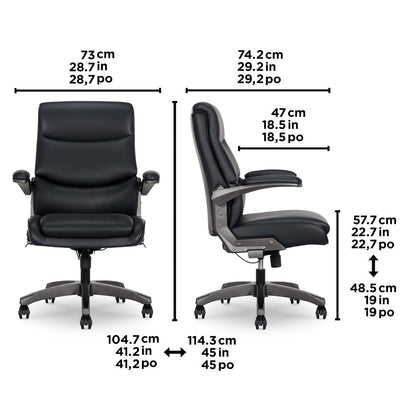 La-Z-Boy Manager Office Chair Black PU Leather Flip Arms Adjustable Height