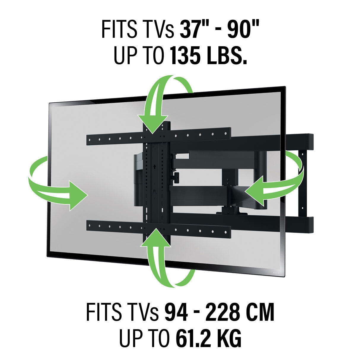 Sanus SLF428-B2 Full Motion TV Wall Mount 37-90 Inch Large Black 61kg VESA
