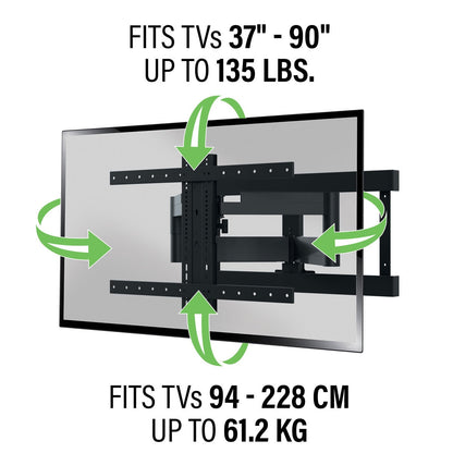 Sanus SLF428-B2 Full Motion TV Wall Mount 37-90 Inch Large Black 61kg VESA