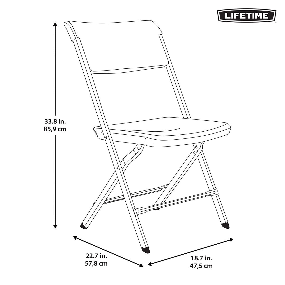 Lifetime Bypass Commercial Folding Chair 4 Pack Cream Plastic Indoor Outdoor