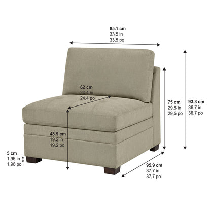 Thomasville Tisdale Modular Armless Chair Beige Fabric Pocket Coil Sofa Seat