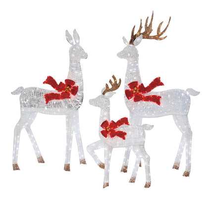 6ft LED Deer Family Set of 3 White Christmas Decoration Indoor Outdoor Steel