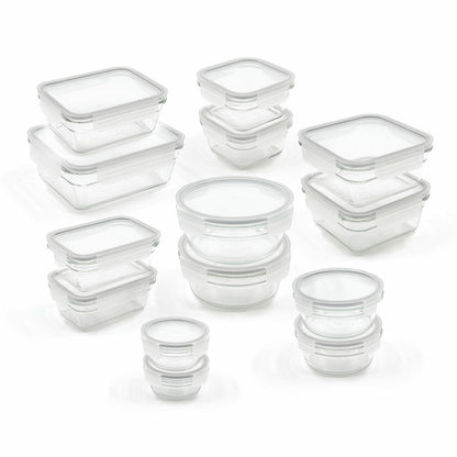 Glasslock 28 Piece Glass Food Storage Container Set Airtight Lids Microwave Safe