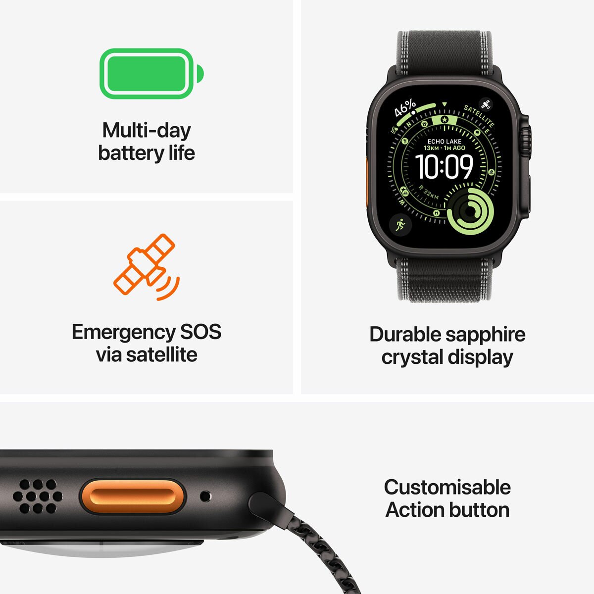 Apple Watch Ultra 3 GPS Cellular 49mm Titanium Bright Blue Trail Loop S/M