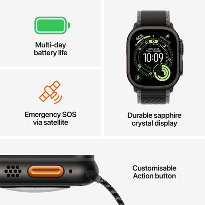 Apple Watch Ultra 3 GPS Cellular 49mm Titanium Bright Blue Trail Loop S/M