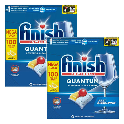 Finish Quantum Powerball Lemon Dishwasher Tablets 200 Pack Bulk Buy Refill