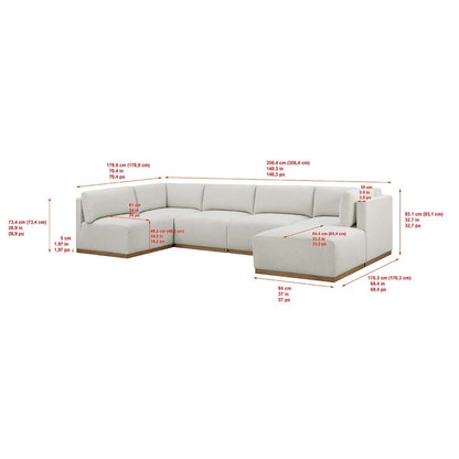 Henredon Murphy Cream 6pc Modular Fabric Corner Sofa Set Ottoman Lounge