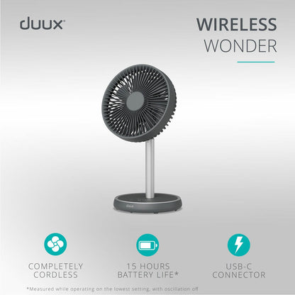 Duux Rize Pedestal Fan DXCF90UK 4 Speed Oscillating Floor Table Charcoal