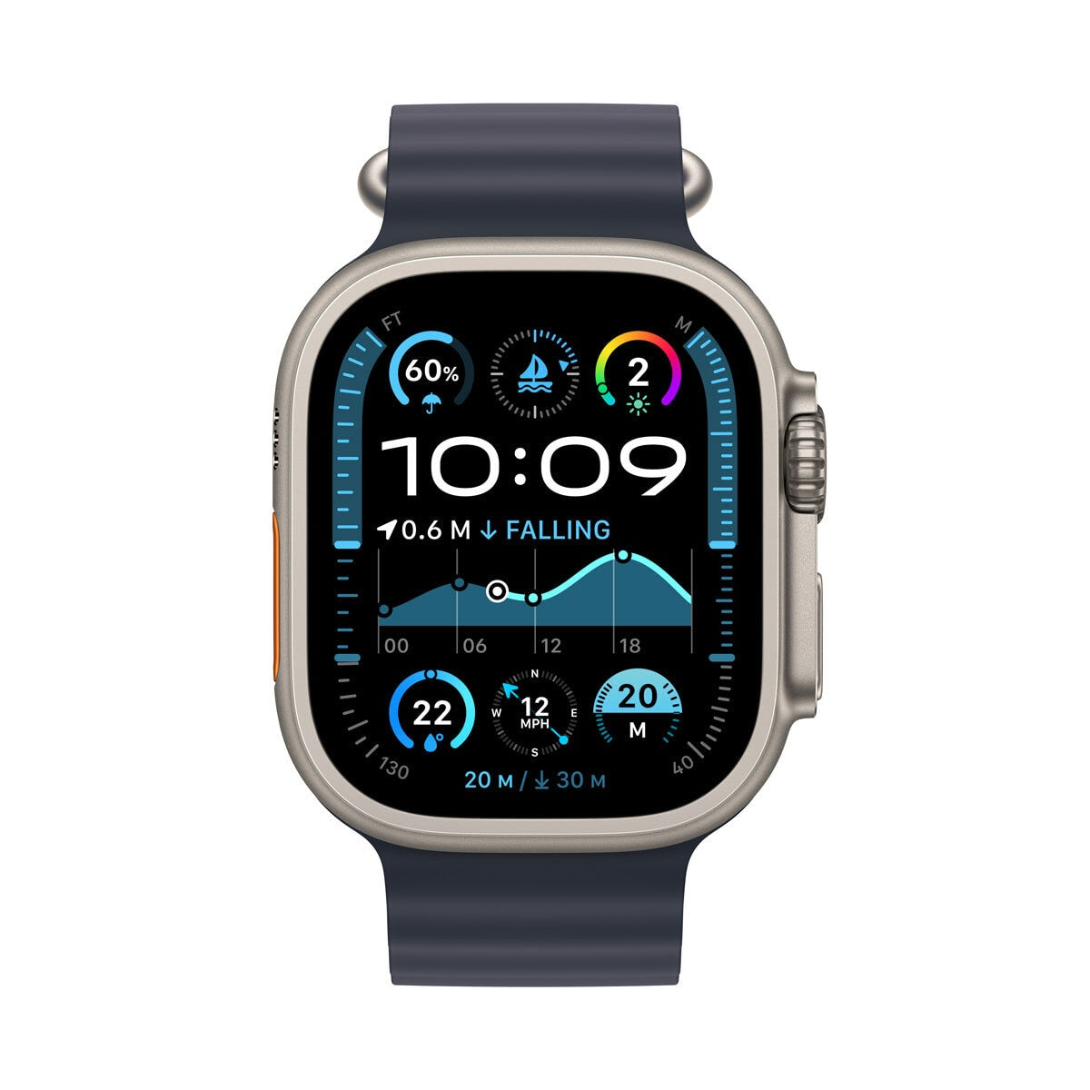 Apple Watch Ultra 2 49mm Titanium GPS Cellular Navy Ocean Band MX4D3QA/A