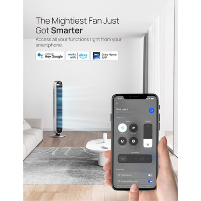 Dreo Pilot Max Smart Tower Fan DR-HTF004S Silver WiFi 12 Speed Oscillating