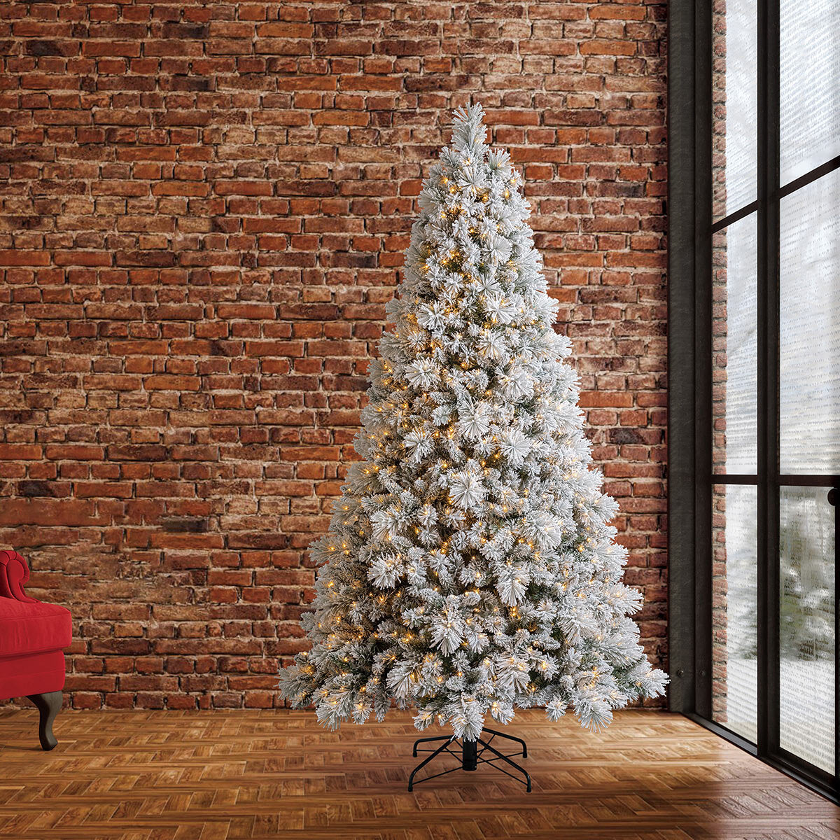 5ft Pre-Lit Glitter Flocked Artificial Christmas Tree 1150 LED Twinkle Light